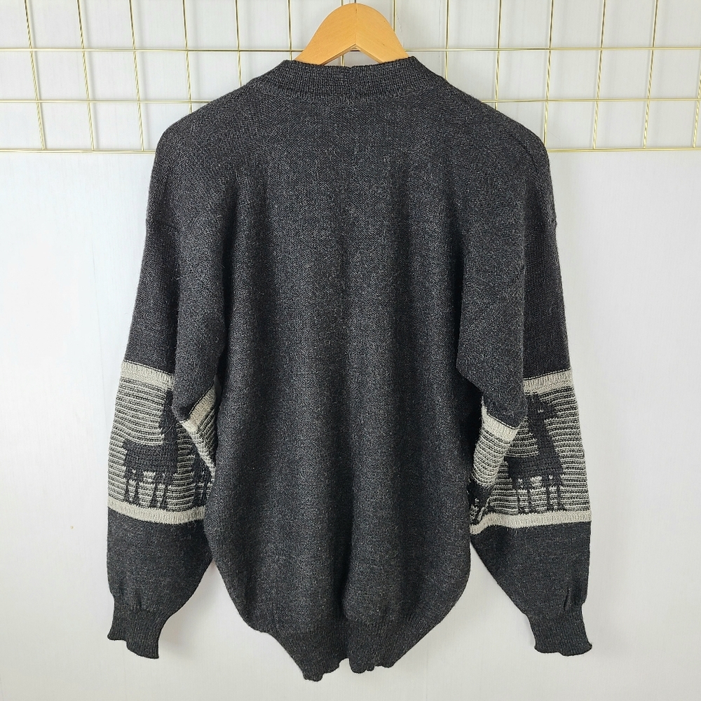Alpaca Peruvian Wool Grandpa Vintage Cardigan Sweater - Picture 2 of 7